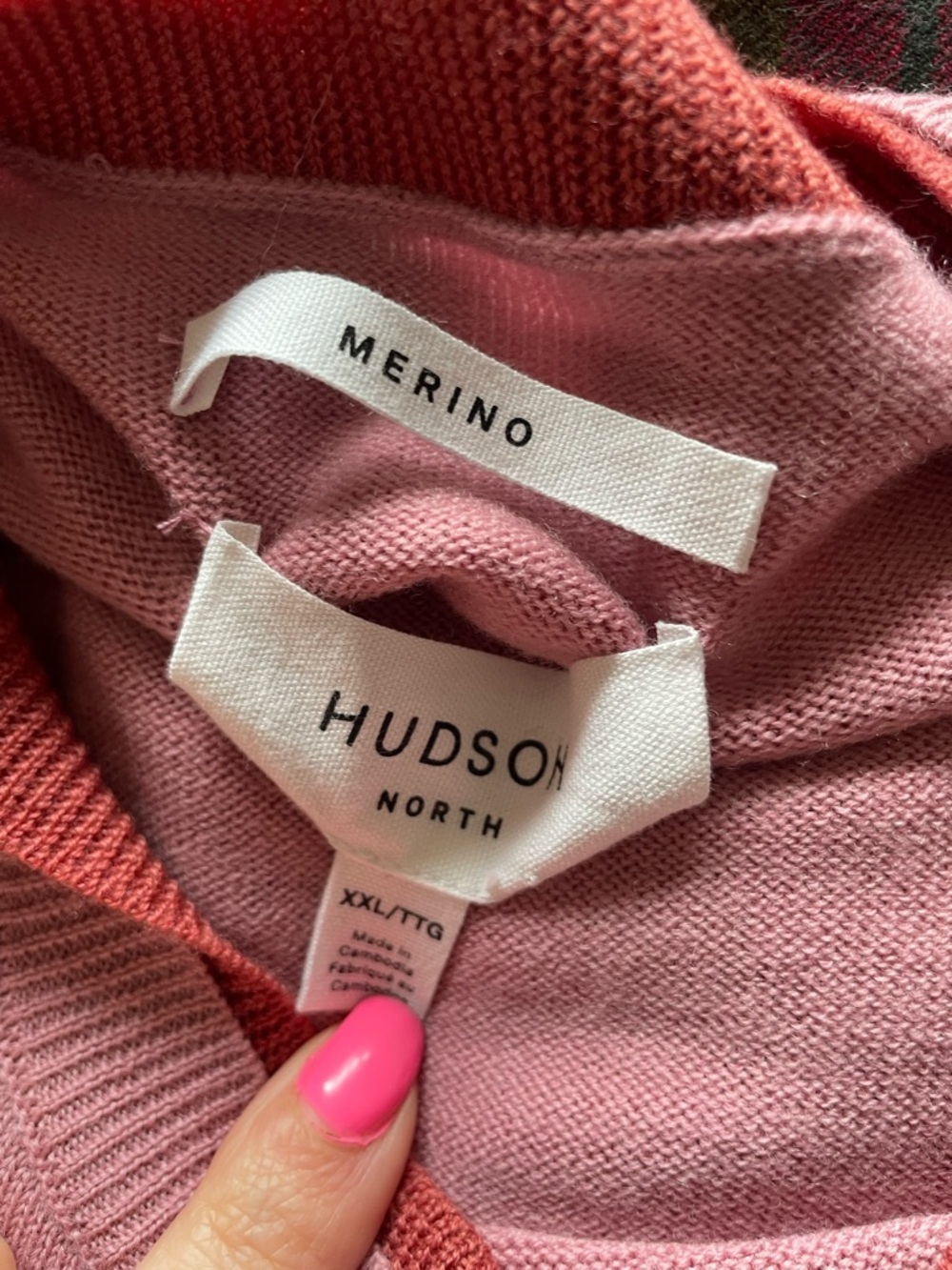 Hudson North 100% Merino Wool Sweater Pink Mens Size XXL - Picture 7 of 8